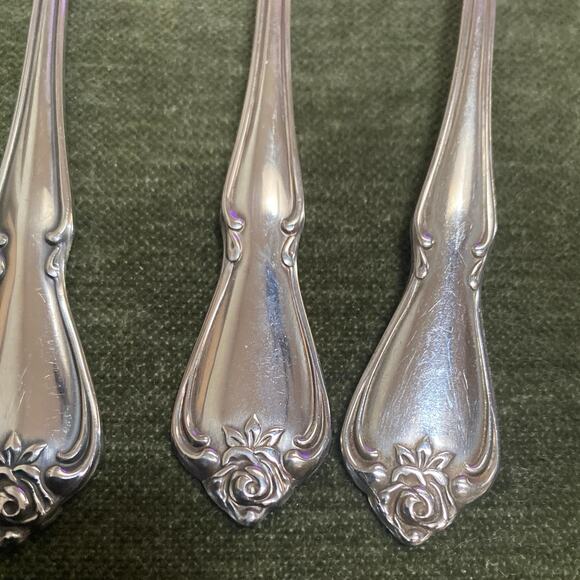 Oneida ARBOR ROSE True Rose Rogers Spoon Stainless Steel flatware Set of 5 - Picture 2 of 4